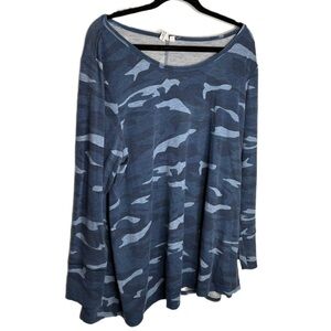 Cable & Gauge Woman Camouflage Long Sleeve Top 1X